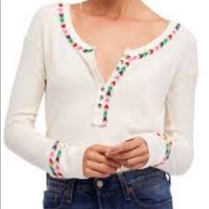 FREE PEOPLE RAINBOW THERMAL LONG SLEEVES TEE/ XS